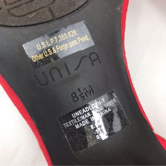 Unisa Red Estlin Suede Ankle Strap Block Heel Sandals - Picture 15 of 15